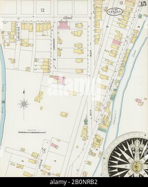 Image 15 of Sanborn Fire Insurance Map from Cohoes, Albany County, New York. Oct 1896. 30 Sheet(s), America, street map with a Nineteenth Century compass Stock Photo