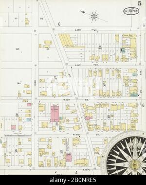 Image 5 of Sanborn Fire Insurance Map from College Point, Queens County, New York. Jan 1897. 9 Sheet(s), America, street map with a Nineteenth Century compass Stock Photo