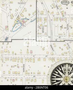 Image 4 of Sanborn Fire Insurance Map from Keyport, Monmouth County, New Jersey. Nov 1891. 5 Sheet(s), America, street map with a Nineteenth Century compass Stock Photo