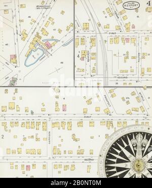 Image 4 of Sanborn Fire Insurance Map from Keyport, Monmouth County, New Jersey. Apr 1896. 5 Sheet(s), America, street map with a Nineteenth Century compass Stock Photo