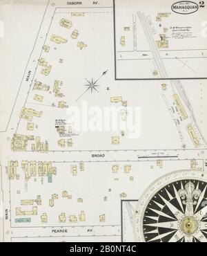 Image 2 of Sanborn Fire Insurance Map from Manasquan, Monmouth County, New Jersey. Mar 1889. 2 Sheet(s), America, street map with a Nineteenth Century compass Stock Photo