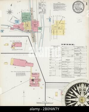 Image 1 of Sanborn Fire Insurance Map from Fort Plain, Montgomery County, New York. Dec 1896. 7 Sheet(s). Includes Nelliston, America, street map with a Nineteenth Century compass Stock Photo