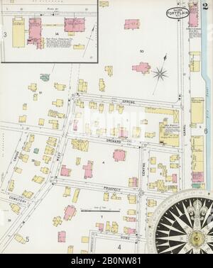 Image 2 of Sanborn Fire Insurance Map from Fort Plain, Montgomery County, New York. Dec 1896. 7 Sheet(s). Includes Nelliston, America, street map with a Nineteenth Century compass Stock Photo