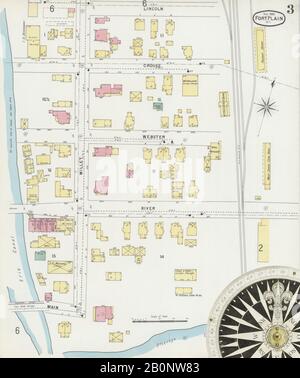 Image 3 of Sanborn Fire Insurance Map from Fort Plain, Montgomery County, New York. Dec 1896. 7 Sheet(s). Includes Nelliston, America, street map with a Nineteenth Century compass Stock Photo