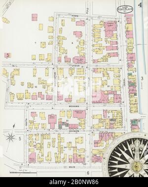 Image 4 of Sanborn Fire Insurance Map from Fort Plain, Montgomery County, New York. Dec 1896. 7 Sheet(s). Includes Nelliston, America, street map with a Nineteenth Century compass Stock Photo