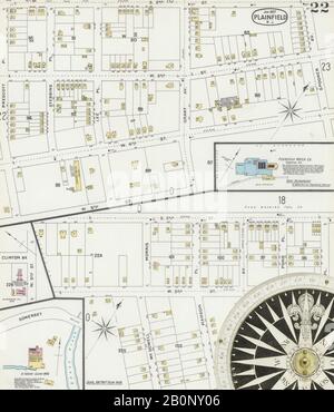 Image 22 of Sanborn Fire Insurance Map from Plainfield, Union and Somerset Counties, New Jersey. Jan 1897. 26 Sheet(s). Includes North Plainfield, America, street map with a Nineteenth Century compass Stock Photo