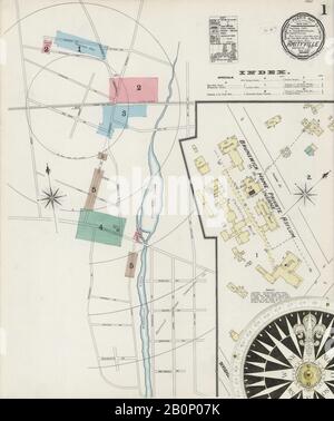 Image 1 of Sanborn Fire Insurance Map from Amityville, Suffolk County, New York. Nov 1890. 5 Sheet(s), America, street map with a Nineteenth Century compass Stock Photo