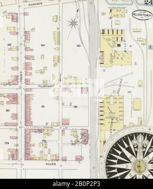 Image 24 of Sanborn Fire Insurance Map from Allentown, Lehigh County, Pennsylvania. Oct 1891. 32 Sheet(s), America, street map with a Nineteenth Century compass Stock Photo