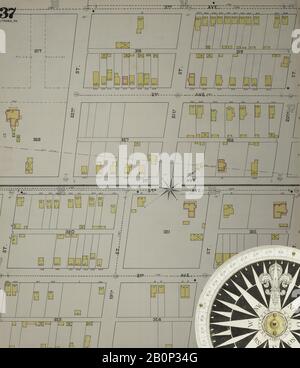 Image 38 of Sanborn Fire Insurance Map from Altoona, Blair County, Pennsylvania. 1894. 43 Sheet(s). Bound, America, street map with a Nineteenth Century compass Stock Photo