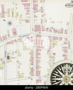 Image 3 of Sanborn Fire Insurance Map from Boyertown, Berks County, Pennsylvania. Aug 1891. 3 Sheet(s), America, street map with a Nineteenth Century compass Stock Photo