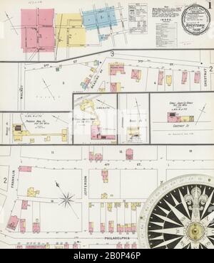 Image 1 of Sanborn Fire Insurance Map from Boyertown, Berks County, Pennsylvania. Jun 1896. 3 Sheet(s), America, street map with a Nineteenth Century compass Stock Photo