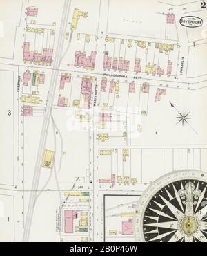 Image 2 of Sanborn Fire Insurance Map from Boyertown, Berks County, Pennsylvania. Jun 1896. 3 Sheet(s), America, street map with a Nineteenth Century compass Stock Photo