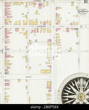 Image 18 of Sanborn Fire Insurance Map from Chambersburg, Franklin County, Pennsylvania. May 1899. 22 Sheet(s), America, street map with a Nineteenth Century compass Stock Photo