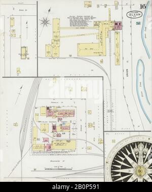 Image 16 of Sanborn Fire Insurance Map from Olean, Cattaraugus County, New York. Sep 1894. 20 Sheet(s), America, street map with a Nineteenth Century compass Stock Photo