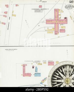 Image 20 of Sanborn Fire Insurance Map from Chambersburg, Franklin County, Pennsylvania. May 1899. 22 Sheet(s), America, street map with a Nineteenth Century compass Stock Photo