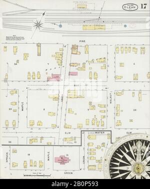 Image 17 of Sanborn Fire Insurance Map from Olean, Cattaraugus County, New York. Sep 1894. 20 Sheet(s), America, street map with a Nineteenth Century compass Stock Photo