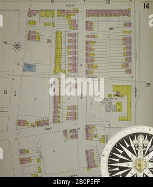 Image 15 of Sanborn Fire Insurance Map from Chester, Delaware County, Pennsylvania. 1898. 56 Sheet(s). Bound, America, street map with a Nineteenth Century compass Stock Photo