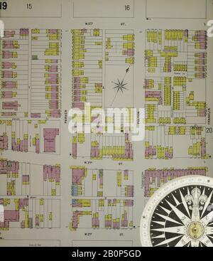 Image 20 of Sanborn Fire Insurance Map from Chester, Delaware County, Pennsylvania. 1898. 56 Sheet(s). Bound, America, street map with a Nineteenth Century compass Stock Photo