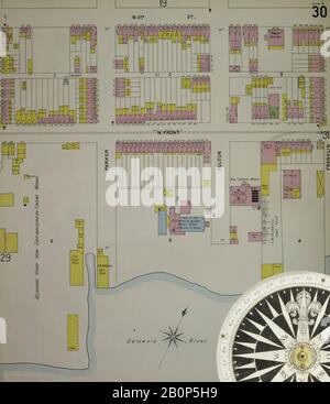 Image 31 of Sanborn Fire Insurance Map from Chester, Delaware County, Pennsylvania. 1898. 56 Sheet(s). Bound, America, street map with a Nineteenth Century compass Stock Photo