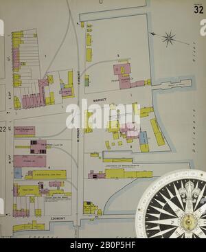 Image 33 of Sanborn Fire Insurance Map from Chester, Delaware County, Pennsylvania. 1898. 56 Sheet(s). Bound, America, street map with a Nineteenth Century compass Stock Photo