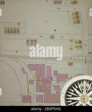 Image 34 of Sanborn Fire Insurance Map from Chester, Delaware County, Pennsylvania. 1898. 56 Sheet(s). Bound, America, street map with a Nineteenth Century compass Stock Photo