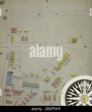 Image 38 of Sanborn Fire Insurance Map from Chester, Delaware County, Pennsylvania. 1898. 56 Sheet(s). Bound, America, street map with a Nineteenth Century compass Stock Photo