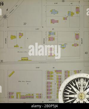 Image 40 of Sanborn Fire Insurance Map from Chester, Delaware County, Pennsylvania. 1898. 56 Sheet(s). Bound, America, street map with a Nineteenth Century compass Stock Photo