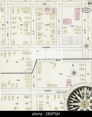 Image 16 of Sanborn Fire Insurance Map from Oswego, Oswego County, New York. Aug 1890. 31 Sheet(s), America, street map with a Nineteenth Century compass Stock Photo