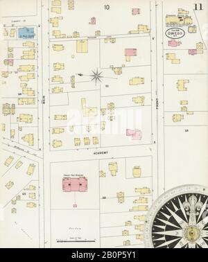 Image 11 of Sanborn Fire Insurance Map from Owego, Tioga County, New York. Feb 1898. 12 Sheet(s), America, street map with a Nineteenth Century compass Stock Photo