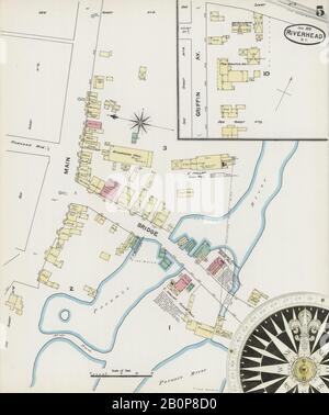 Image 5 of Sanborn Fire Insurance Map from Riverhead, Suffolk County, New York. Jan 1891. 5 Sheet(s), America, street map with a Nineteenth Century compass Stock Photo