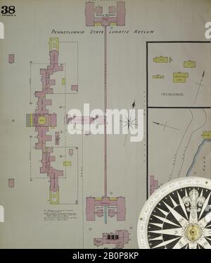 Image 38 of Sanborn Fire Insurance Map from Harrisburg, Dauphin County, Pennsylvania. 1890. 42 Sheet(s). Bound, America, street map with a Nineteenth Century compass Stock Photo