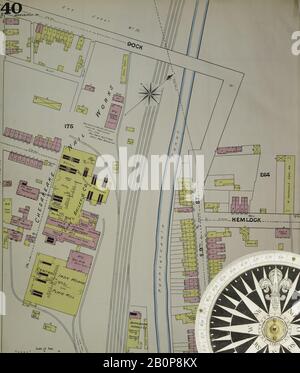 Image 40 of Sanborn Fire Insurance Map from Harrisburg, Dauphin County, Pennsylvania. 1890. 42 Sheet(s). Bound, America, street map with a Nineteenth Century compass Stock Photo