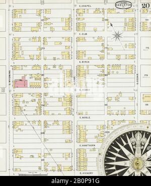 Image 20 of Sanborn Fire Insurance Map from Hazleton, Luzerne County, Pennsylvania. Dec 1895. 24 Sheet(s), America, street map with a Nineteenth Century compass Stock Photo