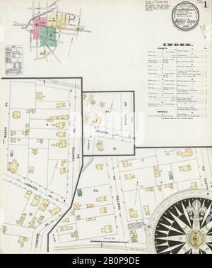 Image 1 of Sanborn Fire Insurance Map from Rockville Centre, Nassau County, New York. Feb 1897. 3 Sheet(s), America, street map with a Nineteenth Century compass Stock Photo