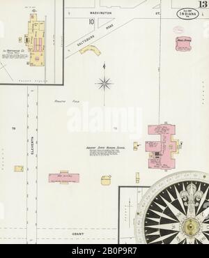 Image 13 of Sanborn Fire Insurance Map from Indiana, Indiana County, Pennsylvania. Aug 1897. 13 Sheet(s), America, street map with a Nineteenth Century compass Stock Photo