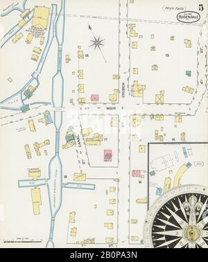 Image 5 of Sanborn Fire Insurance Map from Rosendale, Ulster County, New York. Sep 1892. 7 Sheet(s), America, street map with a Nineteenth Century compass Stock Photo