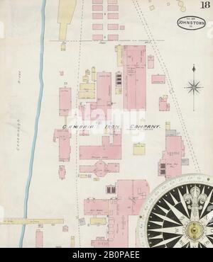 Image 18 of Sanborn Fire Insurance Map from Johnstown, Cambria County, Pennsylvania. Aug 1891. 21 Sheet(s), America, street map with a Nineteenth Century compass Stock Photo