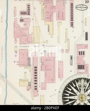 Image 19 of Sanborn Fire Insurance Map from Johnstown, Cambria County, Pennsylvania. Aug 1891. 21 Sheet(s), America, street map with a Nineteenth Century compass Stock Photo