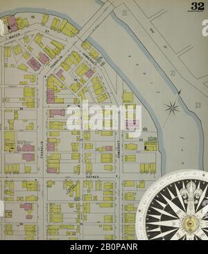 Image 33 of Sanborn Fire Insurance Map from Johnstown, Cambria County, Pennsylvania. 1895. 52 Sheet(s). Bound, America, street map with a Nineteenth Century compass Stock Photo