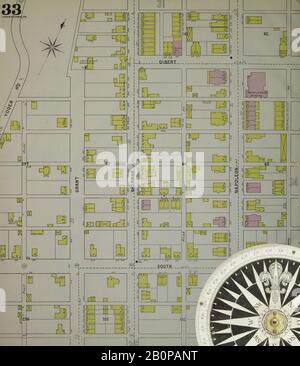 Image 34 of Sanborn Fire Insurance Map from Johnstown, Cambria County, Pennsylvania. 1895. 52 Sheet(s). Bound, America, street map with a Nineteenth Century compass Stock Photo