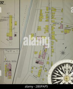 Image 38 of Sanborn Fire Insurance Map from Johnstown, Cambria County, Pennsylvania. 1895. 52 Sheet(s). Bound, America, street map with a Nineteenth Century compass Stock Photo