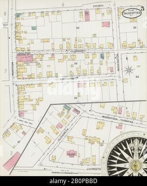 Image 5 of Sanborn Fire Insurance Map from Saugerties, Ulster County, New York. Nov 1892. 9 Sheet(s), America, street map with a Nineteenth Century compass Stock Photo