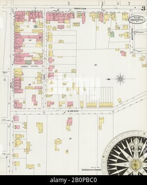 Image 3 of Sanborn Fire Insurance Map from Saugerties, Ulster County, New York. Apr 1898. 10 Sheet(s), America, street map with a Nineteenth Century compass Stock Photo