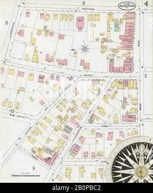 Image 4 of Sanborn Fire Insurance Map from Saugerties, Ulster County, New York. Apr 1898. 10 Sheet(s), America, street map with a Nineteenth Century compass Stock Photo