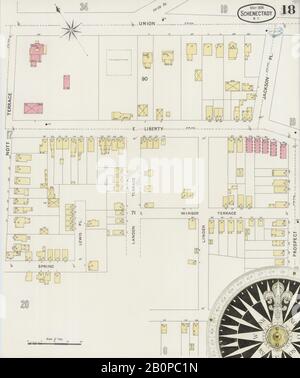 Image 18 of Sanborn Fire Insurance Map from Schenectady, Schenectady County, New York. May 1894. 37 Sheet(s), America, street map with a Nineteenth Century compass Stock Photo