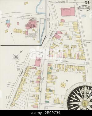 Image 21 of Sanborn Fire Insurance Map from Schenectady, Schenectady County, New York. May 1894. 37 Sheet(s), America, street map with a Nineteenth Century compass Stock Photo