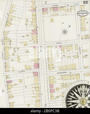 Image 22 of Sanborn Fire Insurance Map from Schenectady, Schenectady County, New York. May 1894. 37 Sheet(s), America, street map with a Nineteenth Century compass Stock Photo