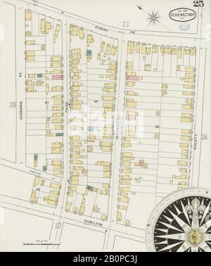 Image 25 of Sanborn Fire Insurance Map from Schenectady, Schenectady County, New York. May 1894. 37 Sheet(s), America, street map with a Nineteenth Century compass Stock Photo
