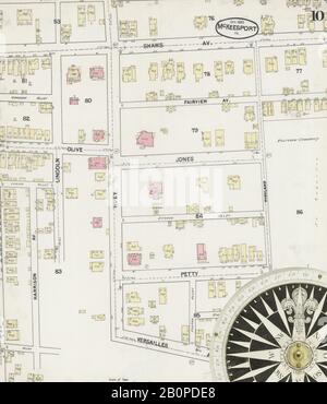 Image 10 of Sanborn Fire Insurance Map from McKeesport, Allegheny County, Pennsylvania. Sep 1889. 15 Sheet(s), America, street map with a Nineteenth Century compass Stock Photo