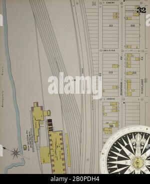 Image 33 of Sanborn Fire Insurance Map from McKeesport, Allegheny County, Pennsylvania. 1894. 40 Sheet(s). Bound, America, street map with a Nineteenth Century compass Stock Photo